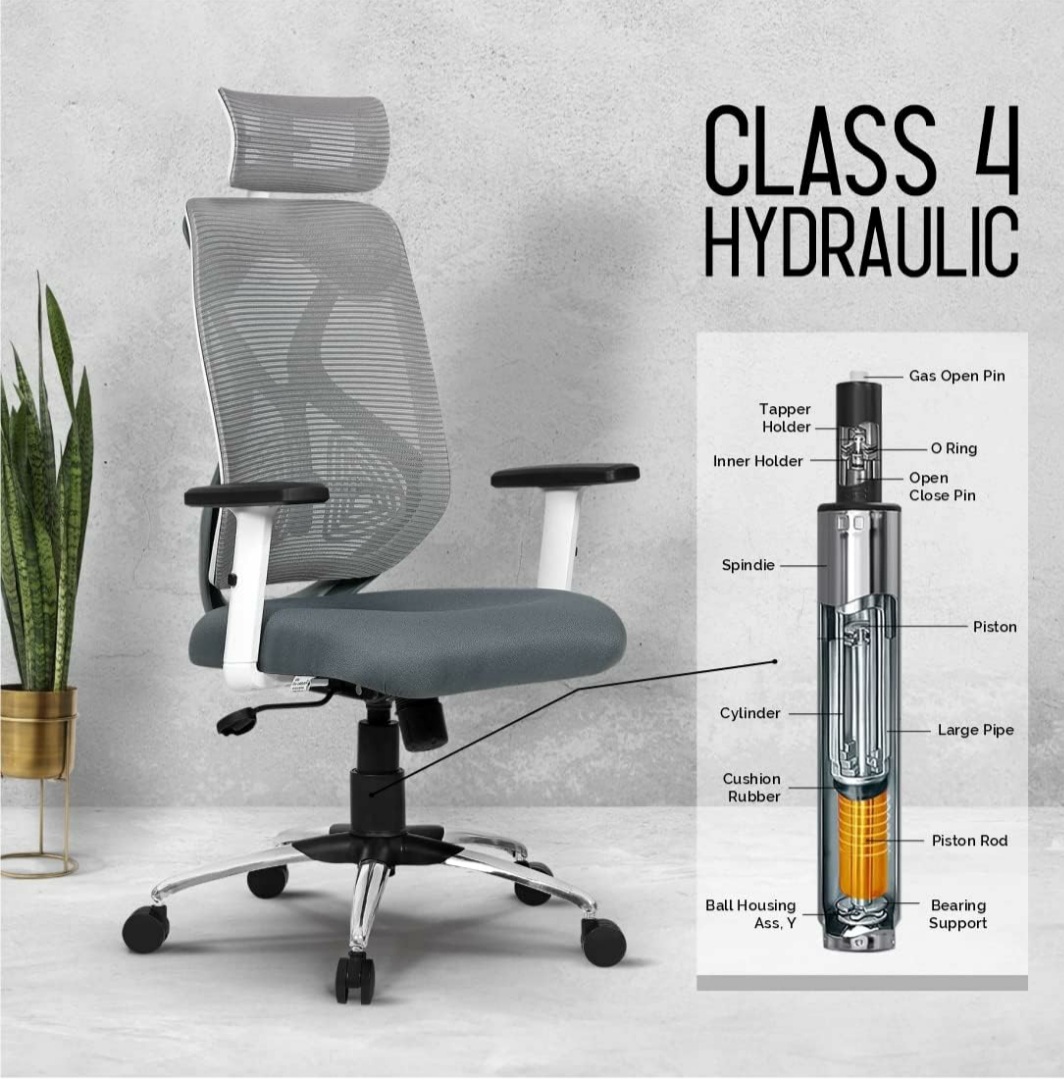 DROGO Premium Ergonomic Office Chair for Work from Home, High Back Computer Chair with Breathable Mesh, Adjustable Seat, Rocking & Winged Back | Mesh Chair for Office (Flip Up Armrest, Black/Grey) - Image 3